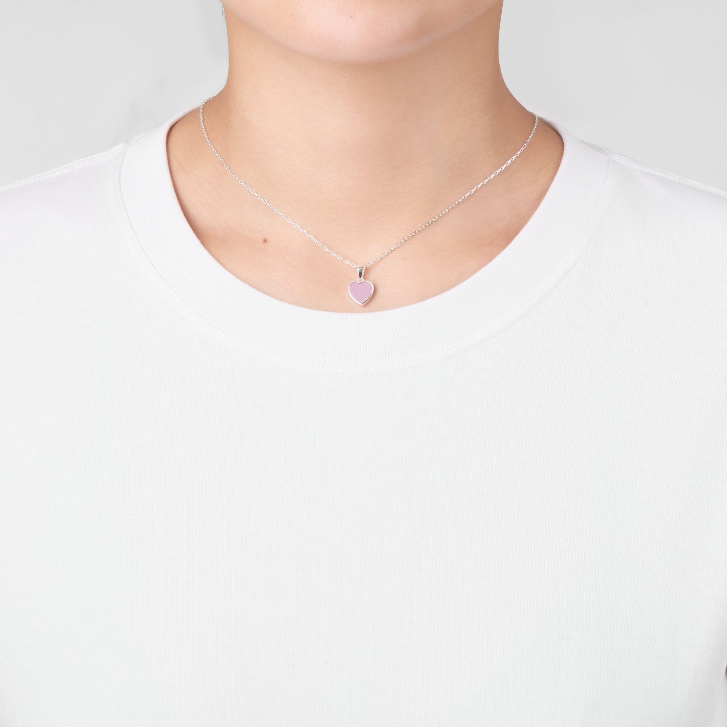 Pink Mother of Pearl Gemstone Heart Necklace