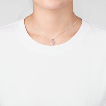 Pink Mother of Pearl Gemstone Heart Necklace