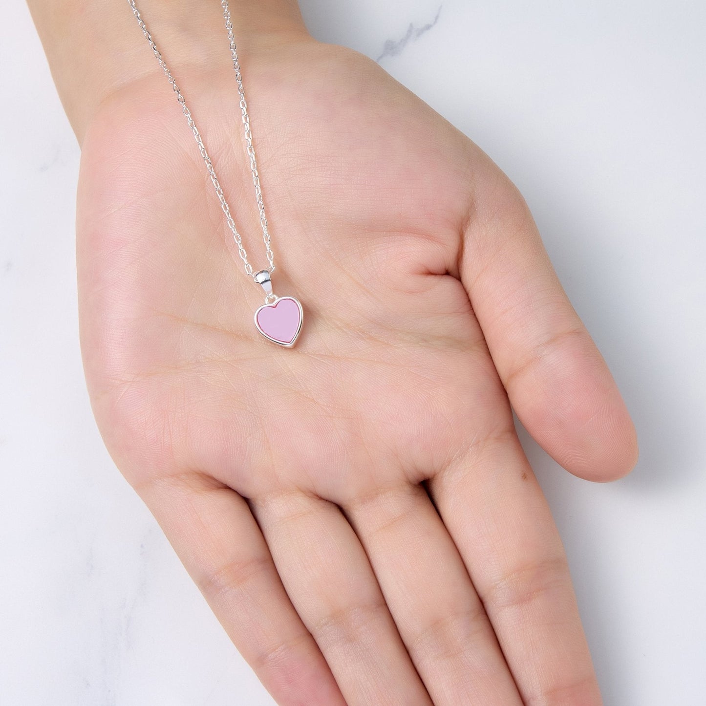 Pink Mother of Pearl Gemstone Heart Necklace