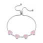 Pink Mother Of Pearl Gemstone Multi Heart Friendship Slider Bracelet
