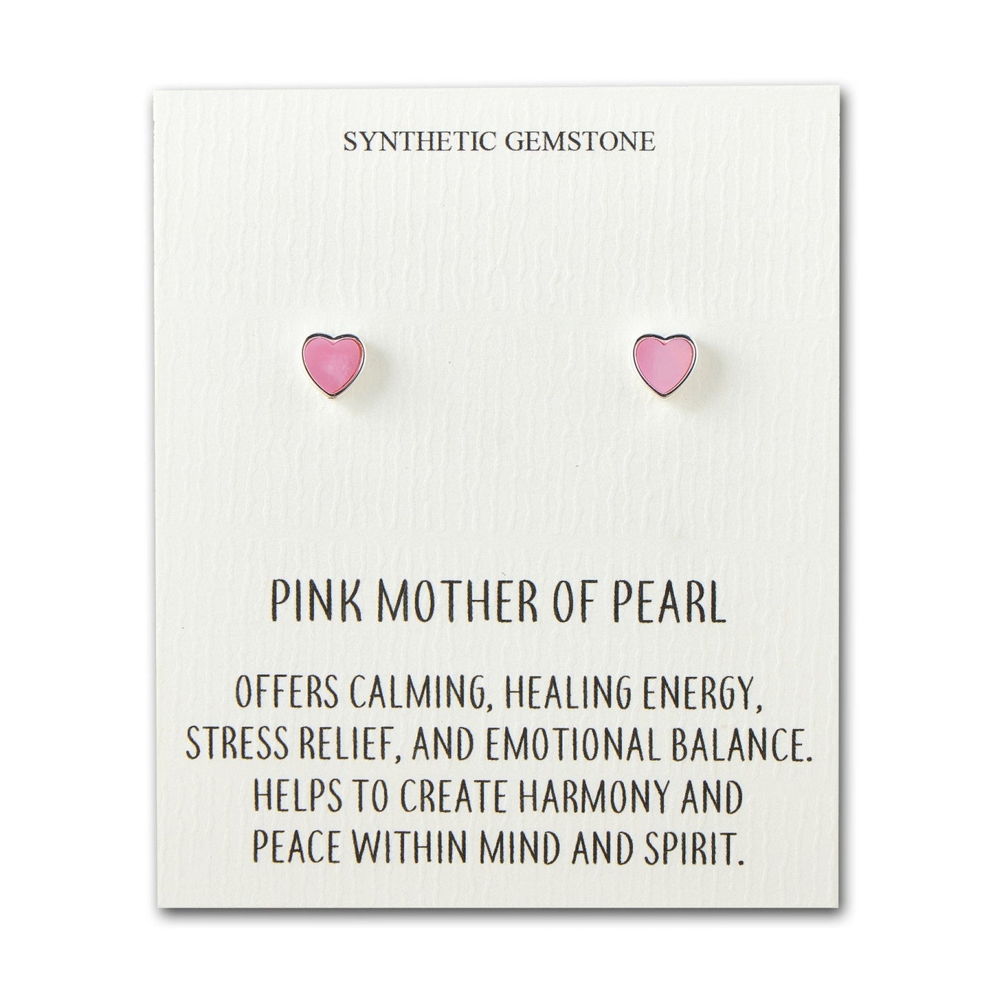 Pink Mother of Pearl Heart Stud Earrings with Quote Card