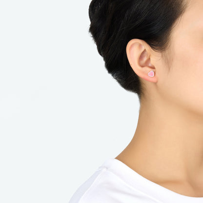 Pink Mother of Pearl Heart Stud Earrings with Quote Card