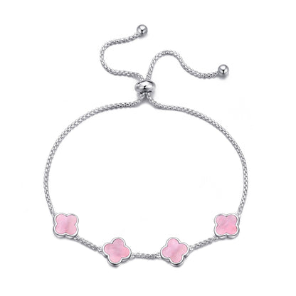 Pink Mother Of Pearl Multi Clover Friendship Bracelet