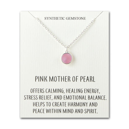 Pink Mother of Pearl Necklace with Quote Card