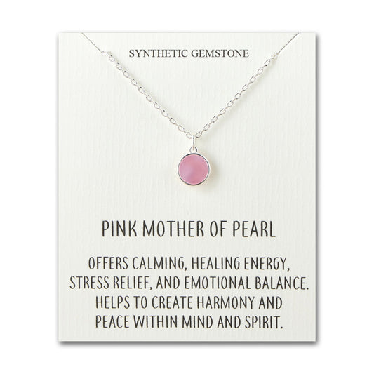 Pink Mother of Pearl Necklace with Quote Card