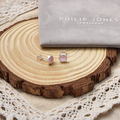 Pink Mother of Pearl Stud Earrings