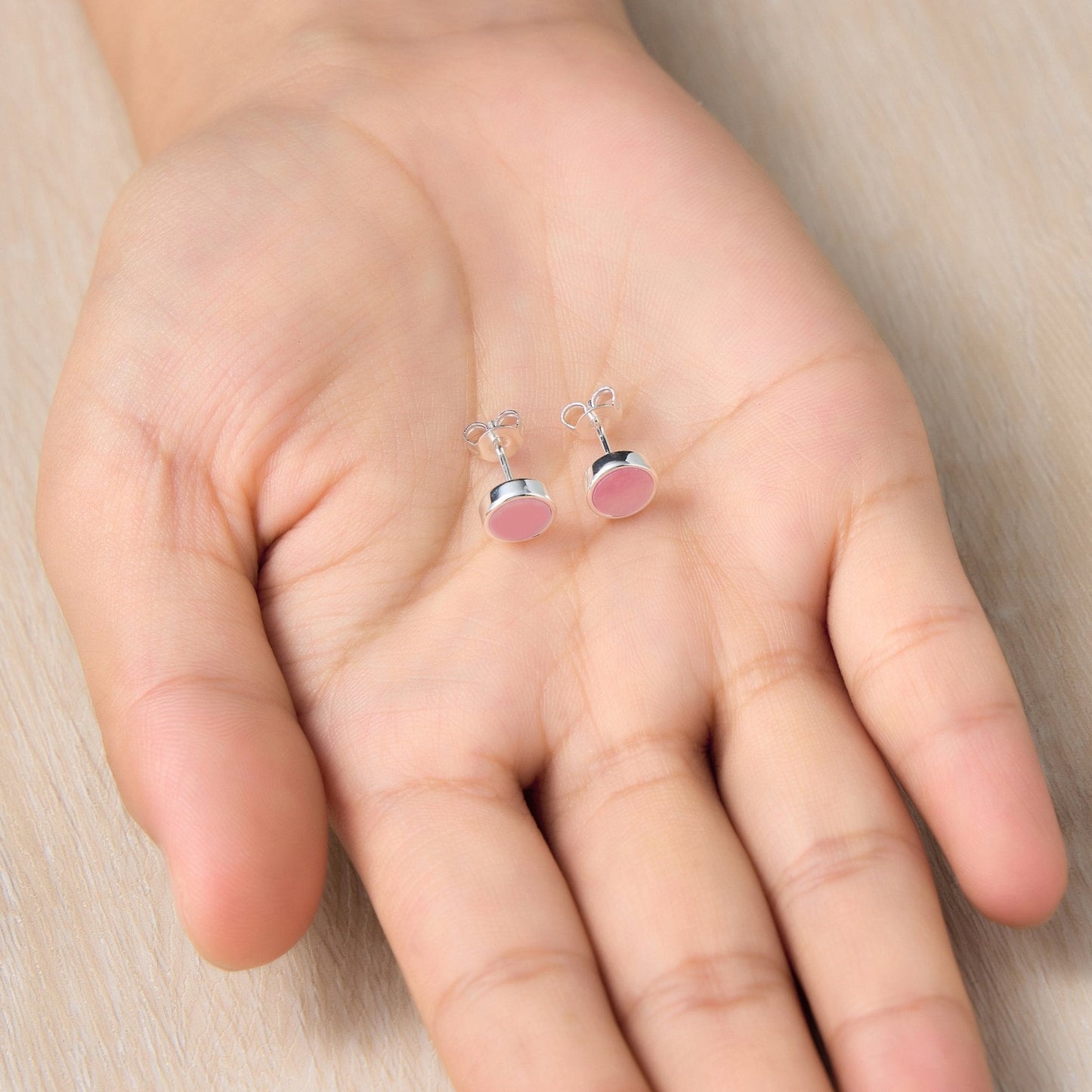 Pink Mother of Pearl Stud Earrings