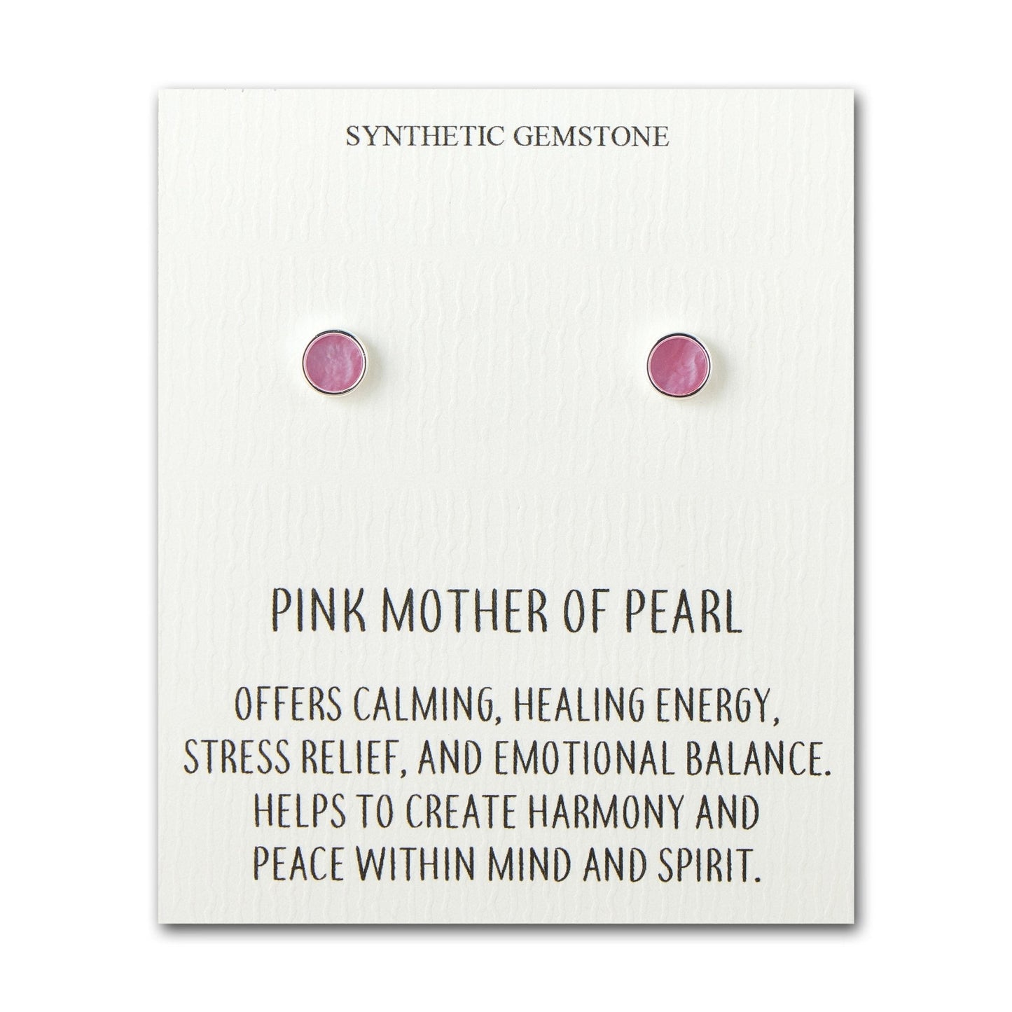 Pink Mother of Pearl Stud Earrings with Quote Card