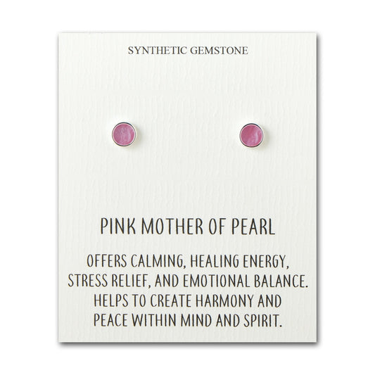 Pink Mother of Pearl Stud Earrings with Quote Card
