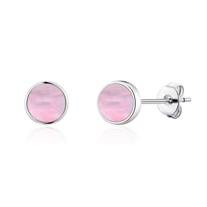 Pink Mother of Pearl Stud Earrings