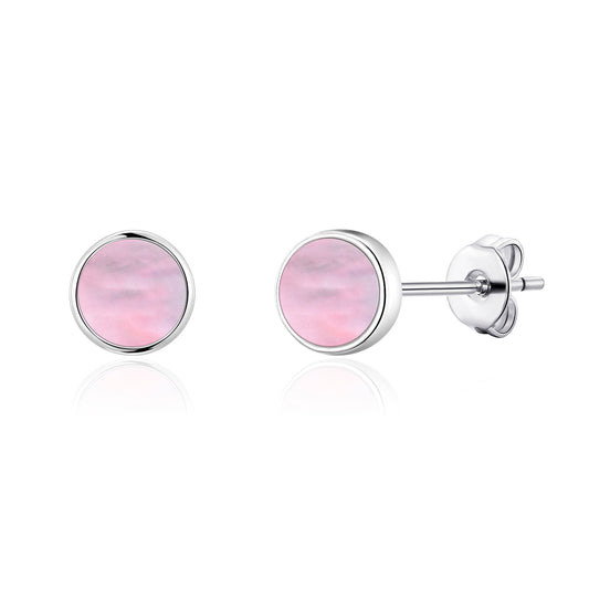 Pink Mother of Pearl Stud Earrings