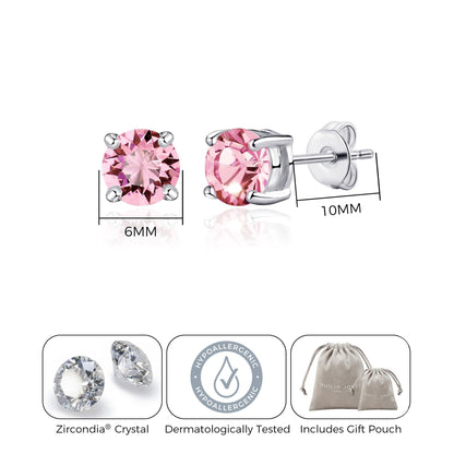 Pink Stud Earrings Created with Zircondia® Crystals
