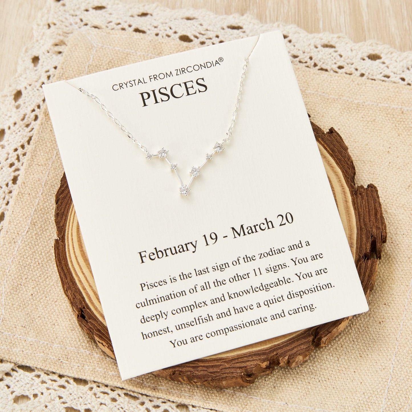 Collier Constellation Zodiaque Poisson et Carte Citation avec Cristaux Zircondia®