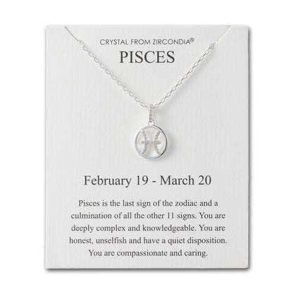 Pisces Star Sign Zodiac Necklace and Quote Card with Zircondia® Crystals