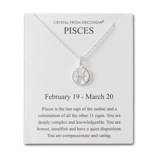 Pisces Star Sign Zodiac Necklace and Quote Card with Zircondia® Crystals