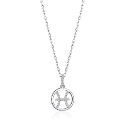 Pisces Star Sign Zodiac Necklace with Zircondia® Crystals