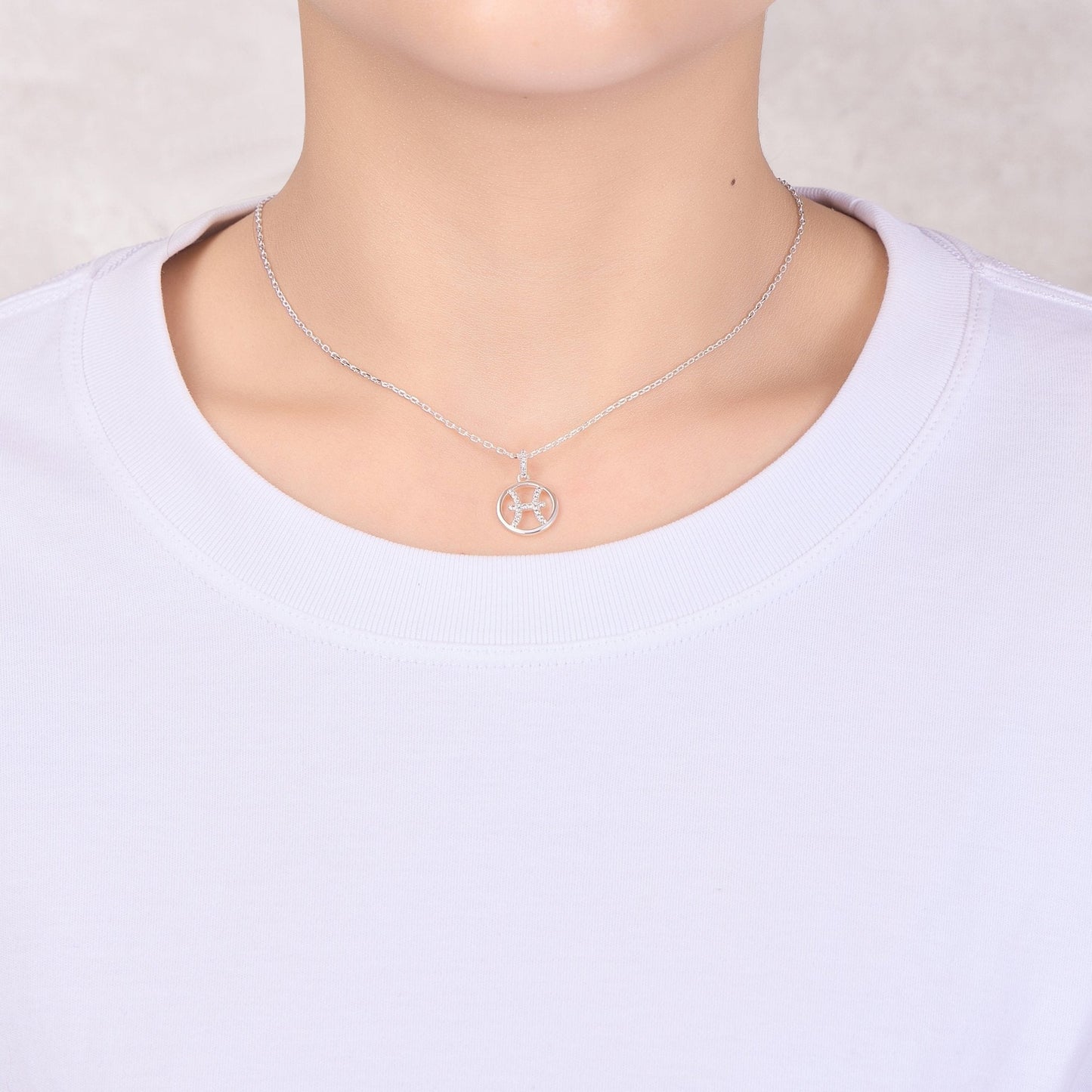 Pisces Star Sign Zodiac Necklace with Zircondia® Crystals