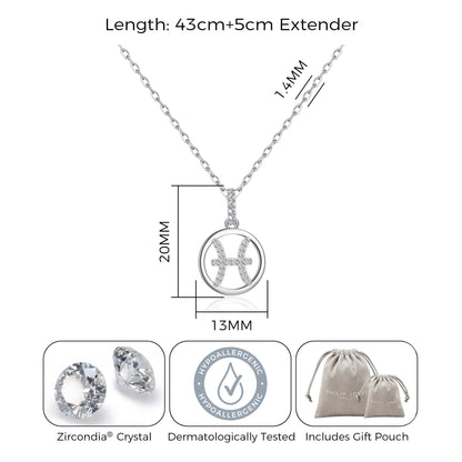 Pisces Star Sign Zodiac Necklace and Quote Card with Zircondia® Crystals