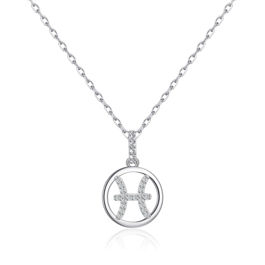 Pisces Star Sign Zodiac Necklace with Zircondia® Crystals