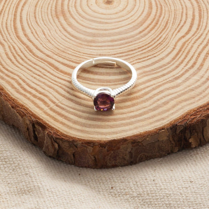 Purple Adjustable Crystal Ring Created with Zircondia® Crystals