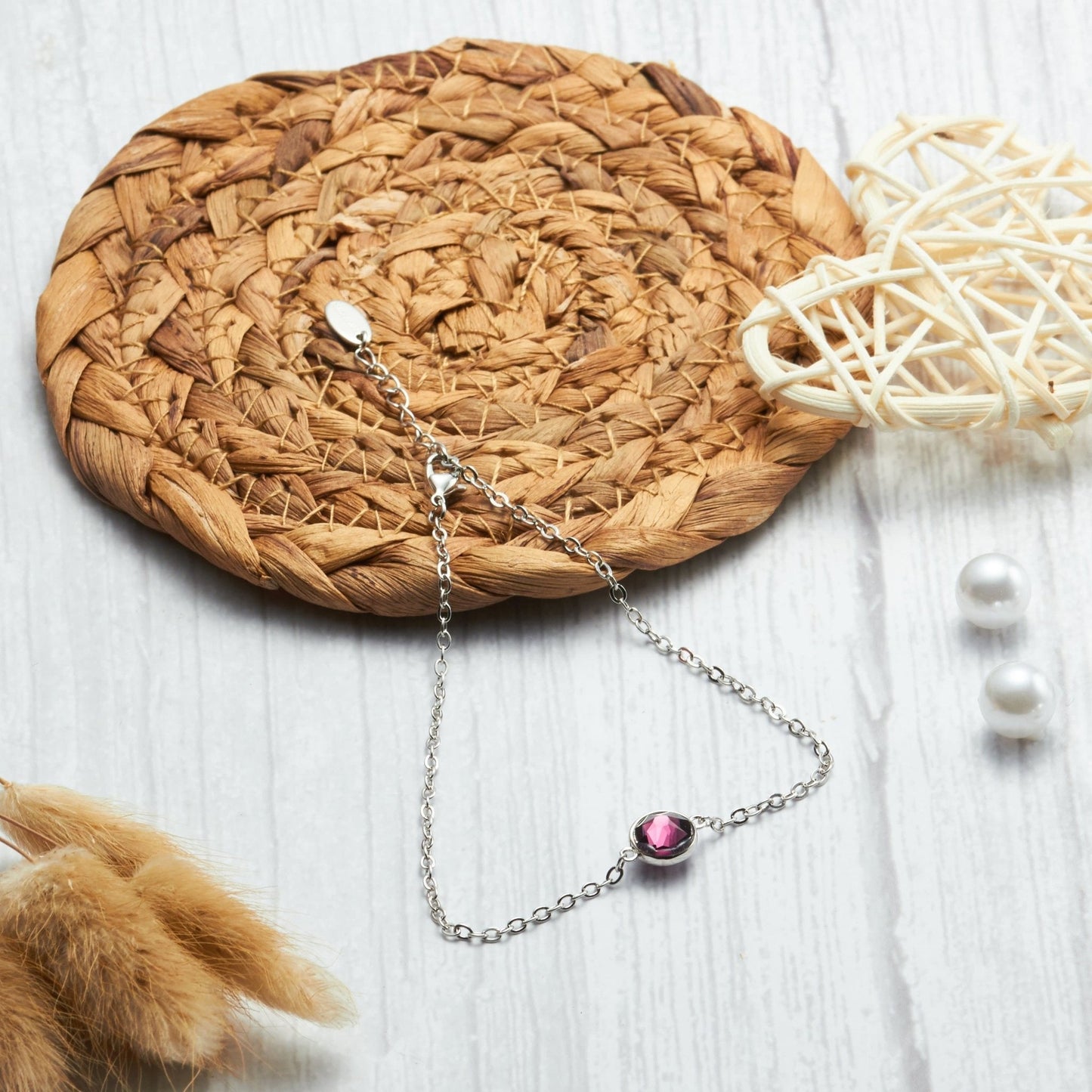 Purple Crystal Anklet Created with Zircondia® Crystals