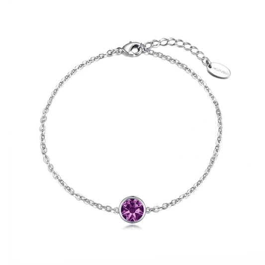 June (Alexandrite) Birthstone Anklet Created with Zircondia® Crystals