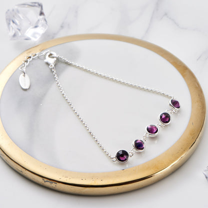 Purple Crystal Chain Bracelet Created with Zircondia® Crystals