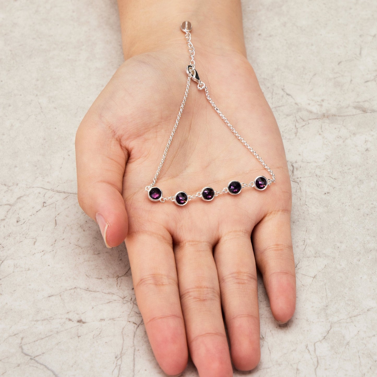 Purple Crystal Chain Bracelet Created with Zircondia® Crystals