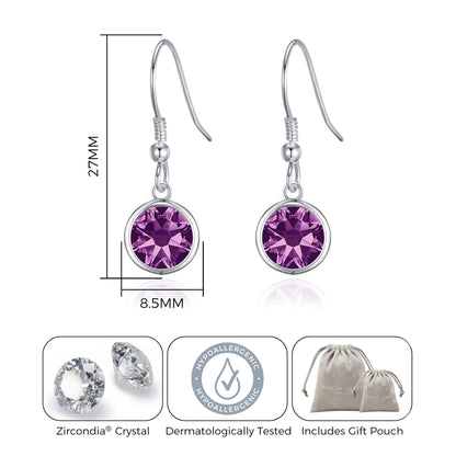 Purple Crystal Drop Earrings Created with Zircondia® Crystals