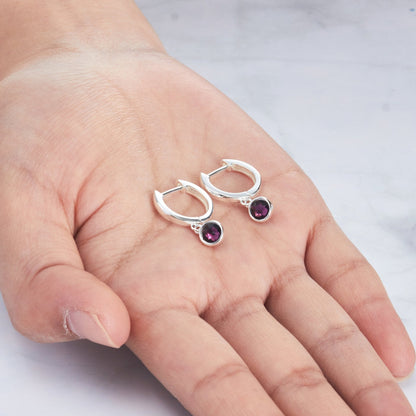 Purple Crystal Hoop Earrings Created with Zircondia® Crystals