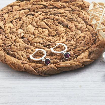 Purple Crystal Hoop Earrings Created with Zircondia® Crystals