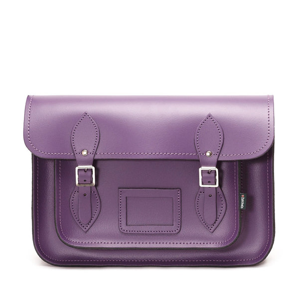 Handmade Leather Satchel - Purple