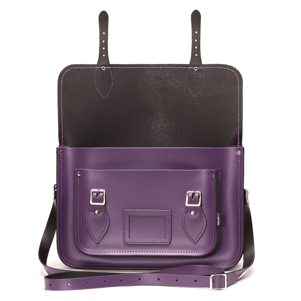 Handmade Leather Satchel - Purple