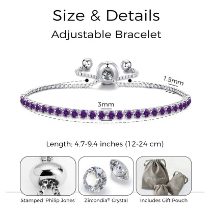 Purple Tennis Friendship Bracelet Created with Zircondia® Crystals