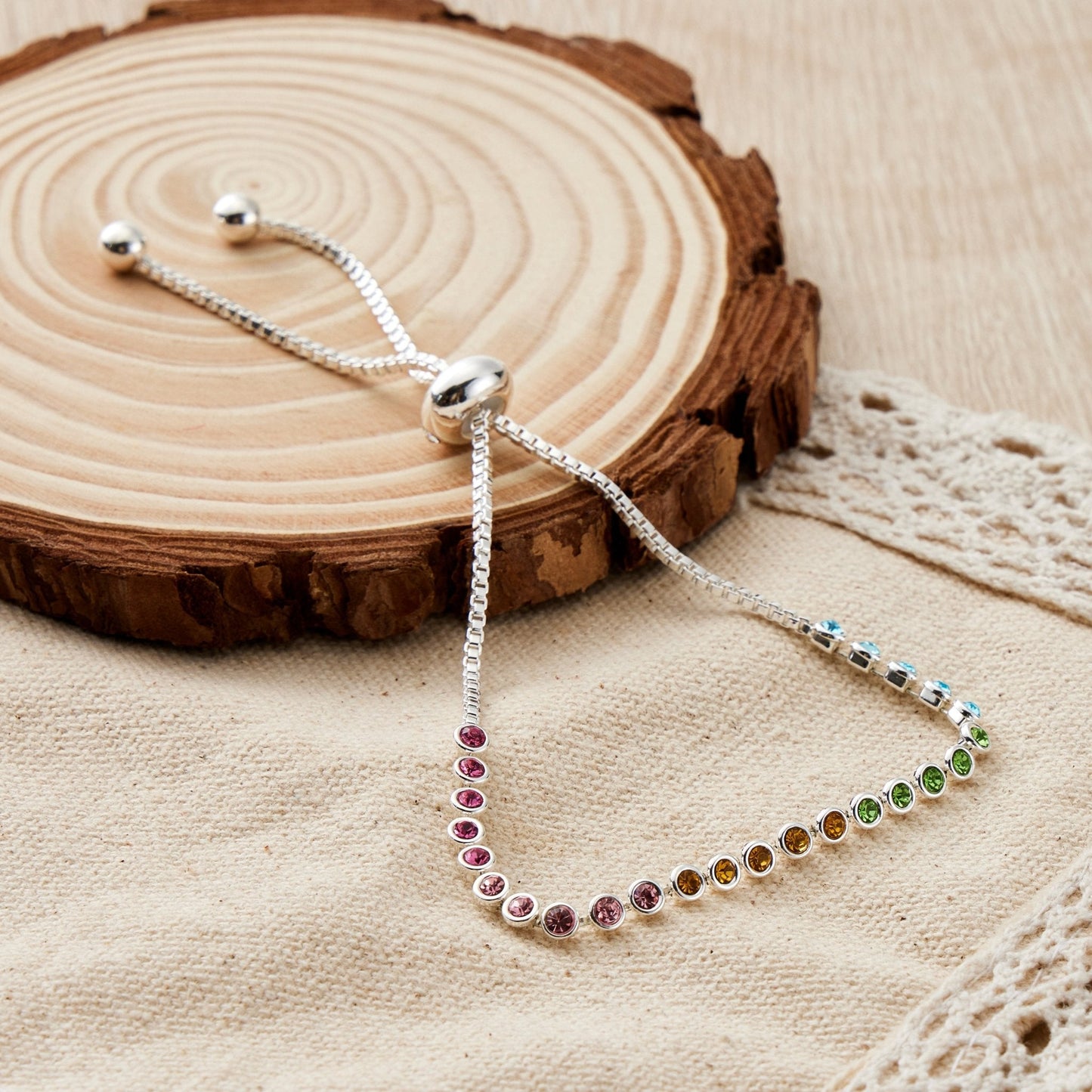 Rainbow Friendship Bracelet with Zircondia® Crystals