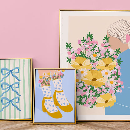 GIRL WITH WILDFLOWER BOUQUET PRINT