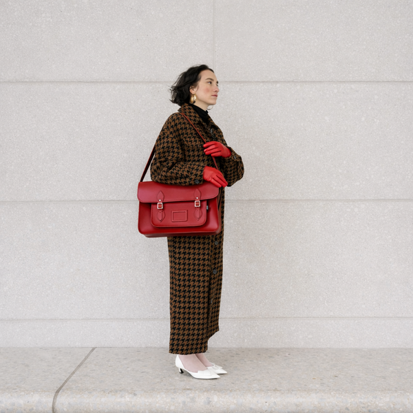 Handmade Leather Satchel - Red
