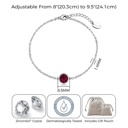 Red Crystal Anklet Created with Zircondia® Crystals