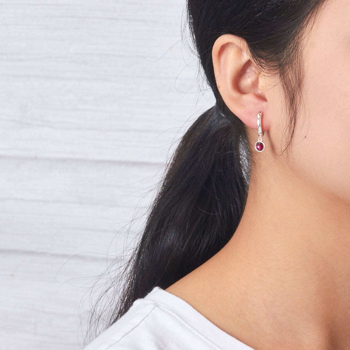 Red Crystal Hoop Earrings Created with Zircondia® Crystals