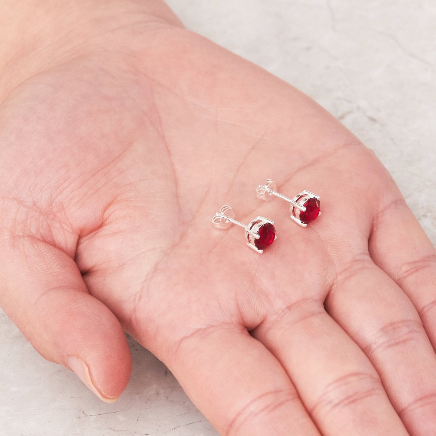 Red Stud Earrings Created with Zircondia® Crystals
