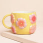 Retro Floral Yellow and Pink Ceramic Mug