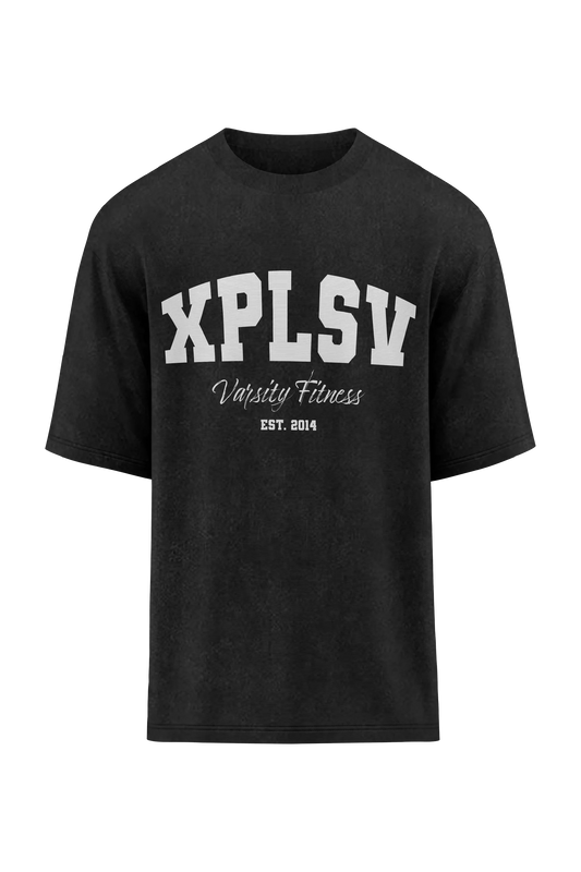 XAPE Varsity Fitness V2 Oversized Tee - Acid Wash Black