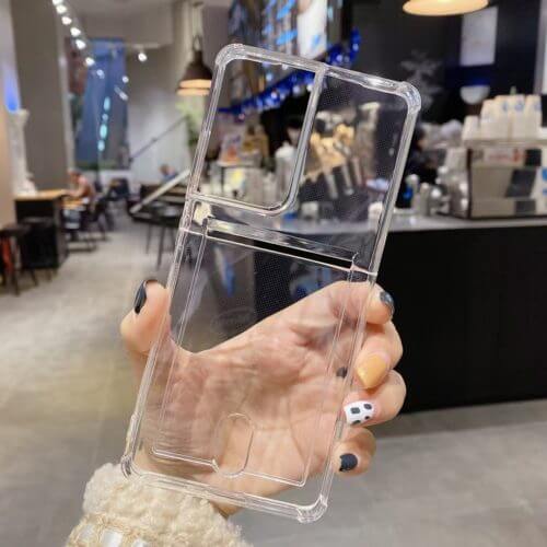 Soft TPU Clear Case With Card Slot - For Samsung S21 Ultra