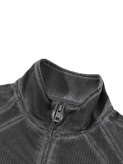 Unisex Vintage Wash Full Zip Mesh Jacket