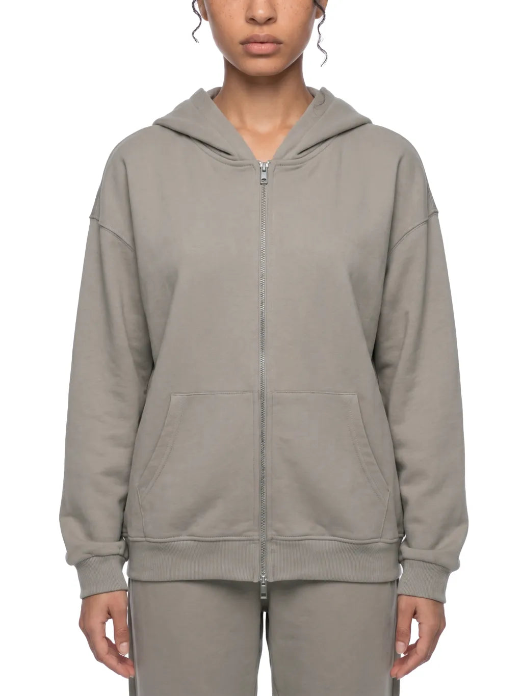 Unisex Loose Solid Full Zip Hoodie