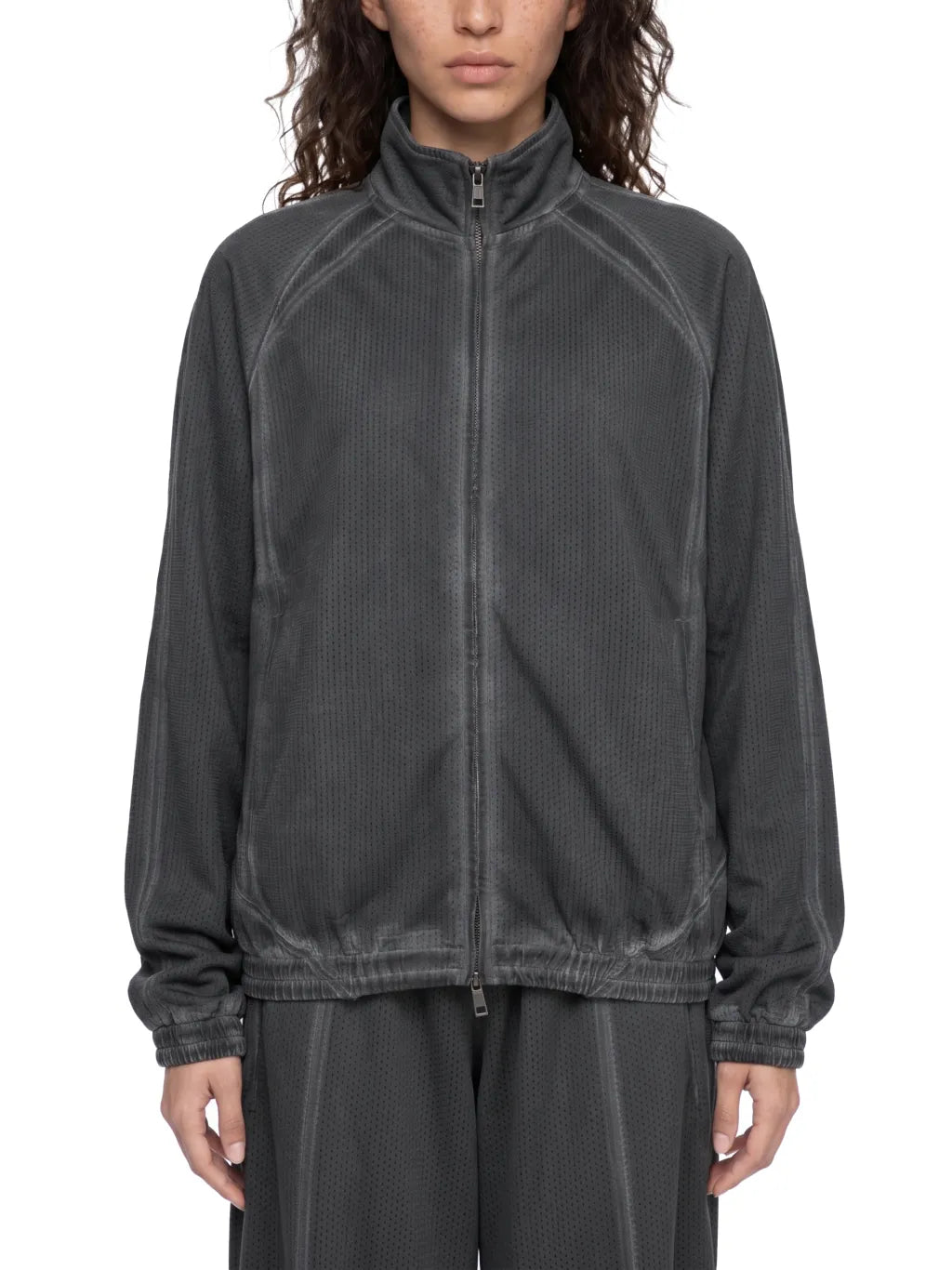 Unisex Vintage Wash Full Zip Mesh Jacket