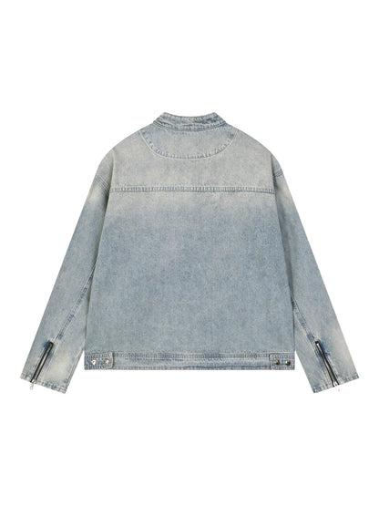 Vintage Wash Zip Denim Jacket