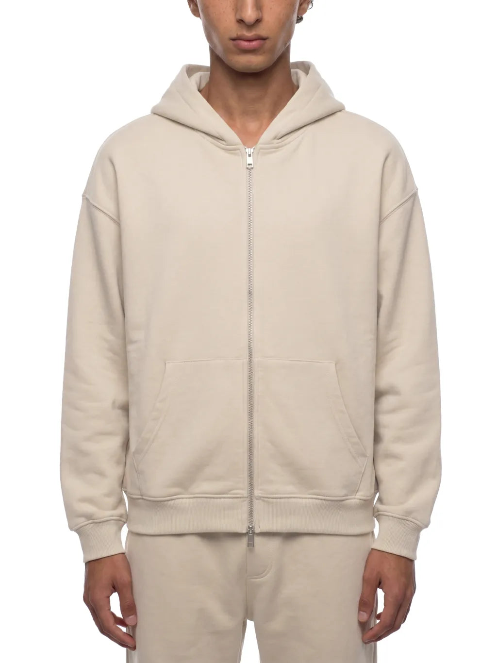 Unisex Loose Solid Full Zip Hoodie