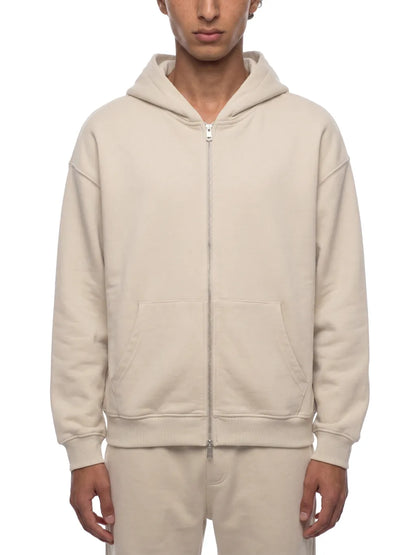 Unisex Loose Solid Full Zip Hoodie