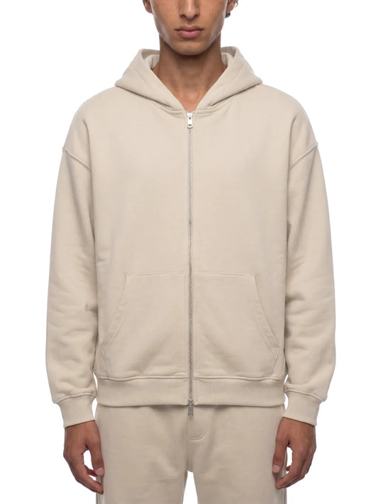 Unisex Loose Solid Full Zip Hoodie